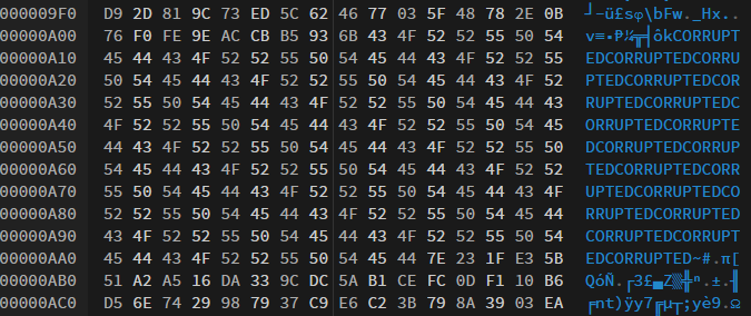 corrupted bytes